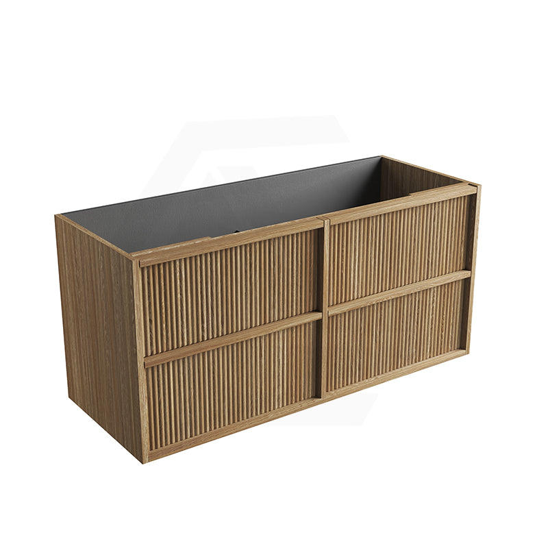 Aulic Venetta 600-1800mm Harvest Oak Fluted Framed Plywood Wall Hung Vanity with L-Rail Finger Pull Drawers