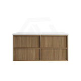 Aulic Venetta 600-1800mm Harvest Oak Fluted Framed Plywood Wall Hung Vanity with L-Rail Finger Pull Drawers