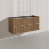 Aulic Venetta 600-1800mm Harvest Oak Fluted Framed Plywood Wall Hung Vanity with L-Rail Finger Pull Drawers