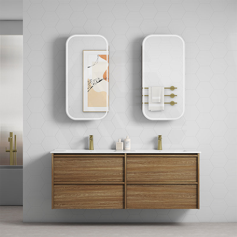 600-1800mm Aulic Venetta Harvest Oak Framed Wall Hung Vanity Plywood Cabinet Only & Vanity Top Available