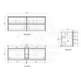 600-1800mm Aulic Venetta Harvest Oak Framed Wall Hung Vanity Plywood Cabinet Only & Vanity Top Available