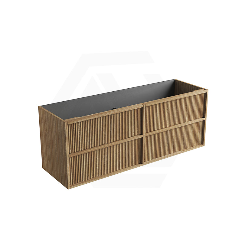 Aulic Venetta 600-1800mm Harvest Oak Fluted Framed Plywood Wall Hung Vanity with L-Rail Finger Pull Drawers