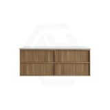 Aulic Venetta 600-1800mm Harvest Oak Fluted Framed Plywood Wall Hung Vanity with L-Rail Finger Pull Drawers