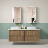 Aulic Venetta 600-1800mm Harvest Oak Fluted Framed Plywood Wall Hung Vanity with L-Rail Finger Pull Drawers