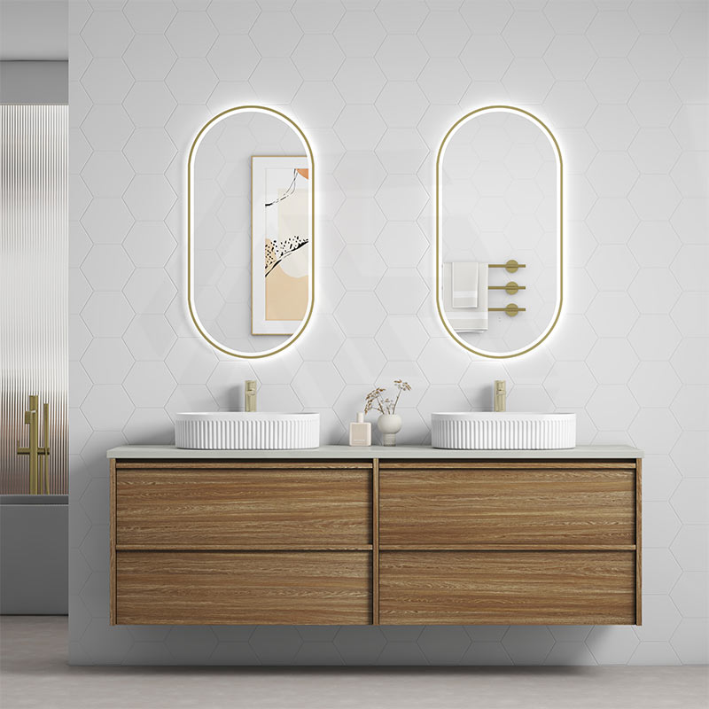 600-1800mm Aulic Venetta Harvest Oak Framed Wall Hung Vanity Plywood Cabinet Only & Vanity Top Available