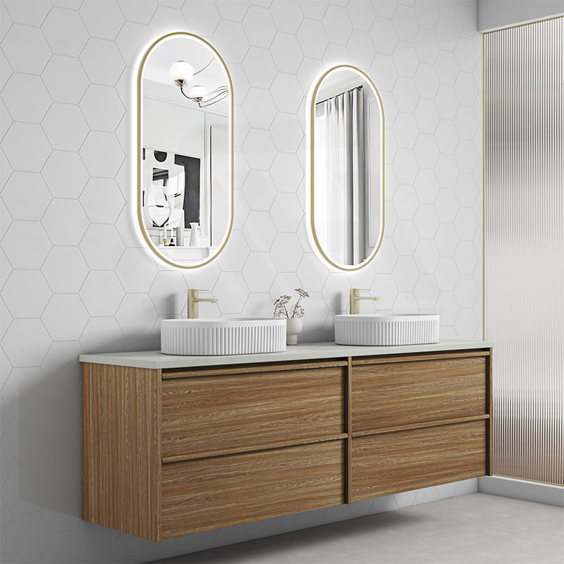 600-1800mm Aulic Venetta Harvest Oak Framed Wall Hung Vanity Plywood Cabinet Only & Vanity Top Available
