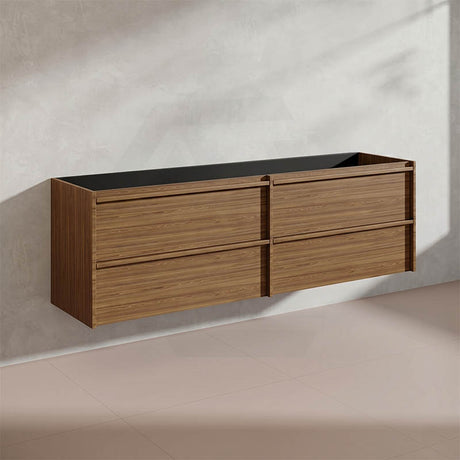 Aulic Venetta 1800mm Harvest Oak Framed Plywood Wall Hung Vanity with L-Rail Finger Pull Drawers
