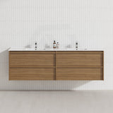 Aulic Venetta 600-1800mm Harvest Oak Framed Plywood Wall Hung Vanity with L-Rail Finger Pull Drawers