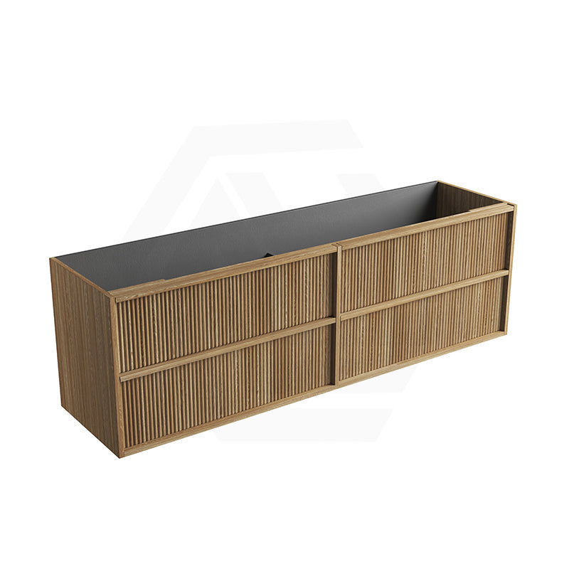 Aulic Venetta 600-1800mm Harvest Oak Fluted Framed Plywood Wall Hung Vanity with L-Rail Finger Pull Drawers