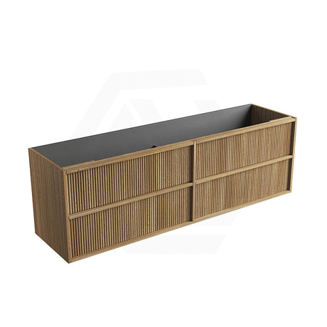 Aulic Venetta 600-1800mm Harvest Oak Fluted Framed Plywood Wall Hung Vanity with L-Rail Finger Pull Drawers
