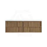 Aulic Venetta 600-1800mm Harvest Oak Fluted Framed Plywood Wall Hung Vanity with L-Rail Finger Pull Drawers
