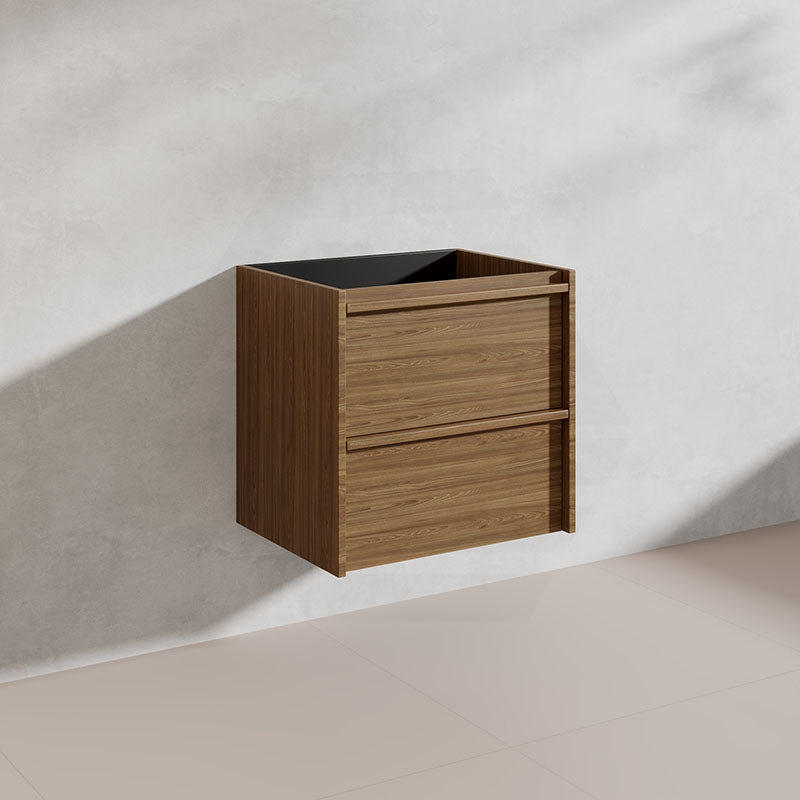 Aulic Venetta 600mm Harvest Oak Framed Plywood Wall Hung Vanity with L-Rail Finger Pull Drawers
