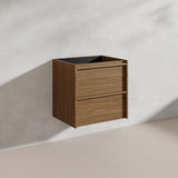 Aulic Venetta 600mm Harvest Oak Framed Plywood Wall Hung Vanity with L-Rail Finger Pull Drawers