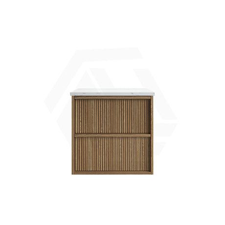 Aulic Venetta 600-1800mm Harvest Oak Fluted Framed Plywood Wall Hung Vanity with L-Rail Finger Pull Drawers