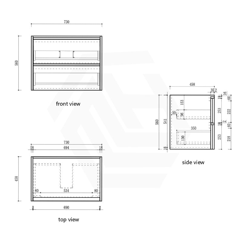 600-1800mm Aulic Venetta Harvest Oak Framed Wall Hung Vanity Plywood Cabinet Only & Vanity Top Available