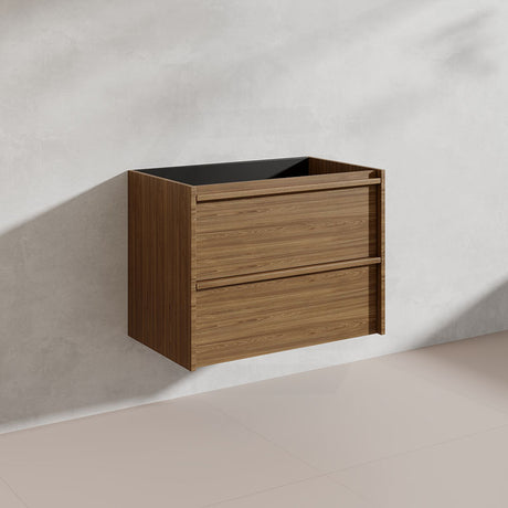 Aulic Venetta 750mm Harvest Oak Framed Plywood Wall Hung Vanity with L-Rail Finger Pull Drawers