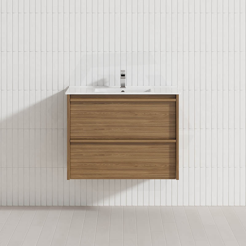 Aulic Venetta 600-1800mm Harvest Oak Framed Plywood Wall Hung Vanity with L-Rail Finger Pull Drawers