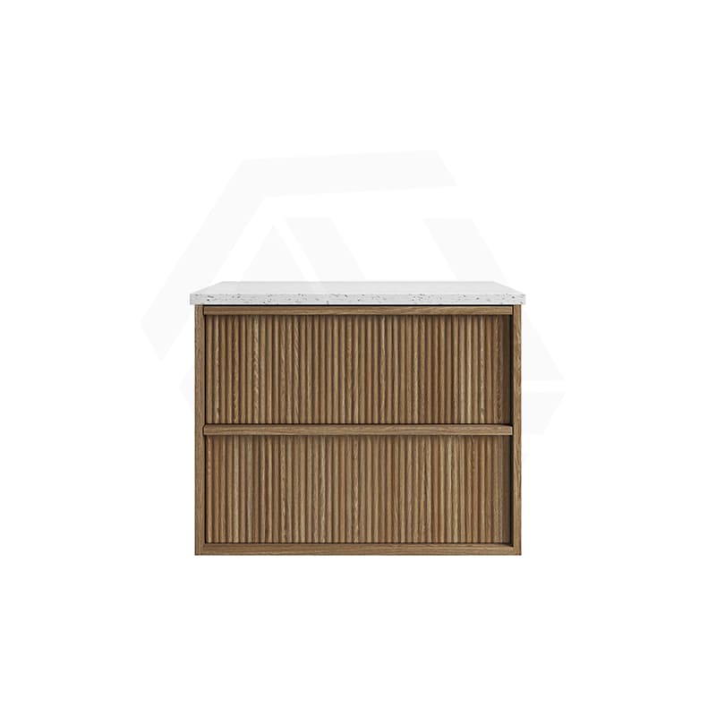 Aulic Venetta 600-1800mm Harvest Oak Fluted Framed Plywood Wall Hung Vanity with L-Rail Finger Pull Drawers