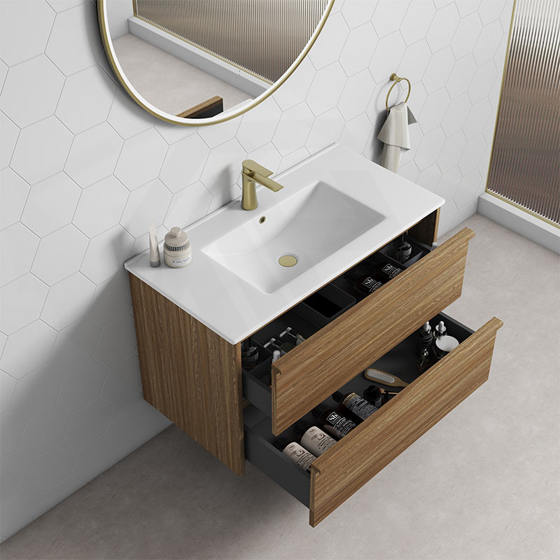 600-1800mm Aulic Venetta Harvest Oak Framed Wall Hung Vanity Plywood Cabinet Only & Vanity Top Available