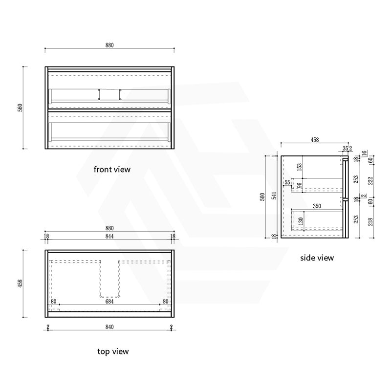 600-1800mm Aulic Venetta Harvest Oak Framed Wall Hung Vanity Plywood Cabinet Only & Vanity Top Available