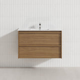 Aulic Venetta 600-1800mm Harvest Oak Framed Plywood Wall Hung Vanity with L-Rail Finger Pull Drawers