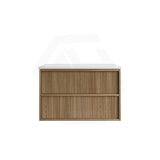 Aulic Venetta 600-1800mm Harvest Oak Fluted Framed Plywood Wall Hung Vanity with L-Rail Finger Pull Drawers