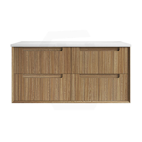 Aulic Voulari 600-1800mm Harvest Oak Framed Wall Hung Vanity Plywood Cabinet Only & Stone Top Available