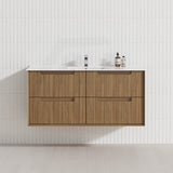 Aulic Voulari 600-1800mm Harvest Oak Framed Wall Hung Plywood Vanity with Drawers