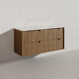 Aulic Voulari 600-1800mm Harvest Oak Framed Wall Hung Plywood Vanity with Drawers