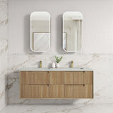 Aulic Voulari 600-1800mm Harvest Oak Framed Wall Hung Vanity Plywood Cabinet Only & Stone Top Available