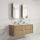 Aulic Voulari 600-1800mm Harvest Oak Framed Wall Hung Vanity Plywood Cabinet Only & Stone Top Available