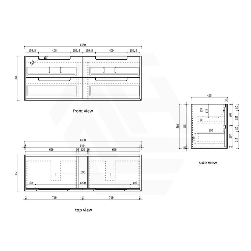 Aulic Voulari 600-1800mm Harvest Oak Framed Wall Hung Vanity Plywood Cabinet Only & Stone Top Available