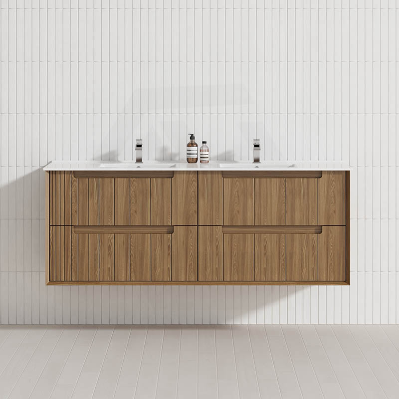 Aulic Voulari 600-1800mm Harvest Oak Framed Wall Hung Plywood Vanity with Drawers