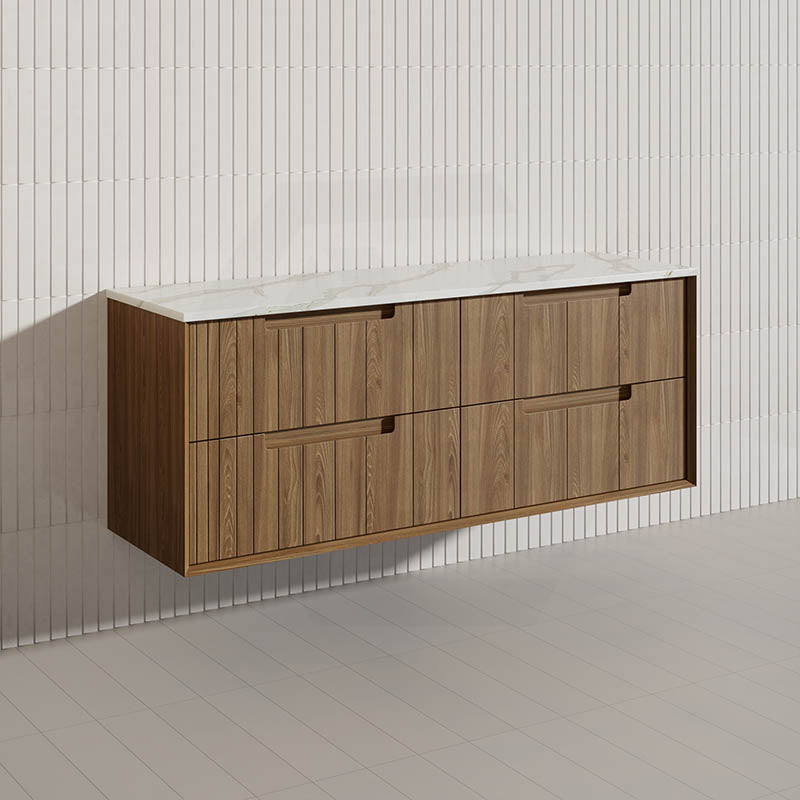 Aulic Voulari 600-1800mm Harvest Oak Framed Wall Hung Plywood Vanity with Drawers