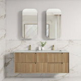 Aulic Voulari 600-1800mm Harvest Oak Framed Wall Hung Vanity Plywood Cabinet Only & Stone Top Available