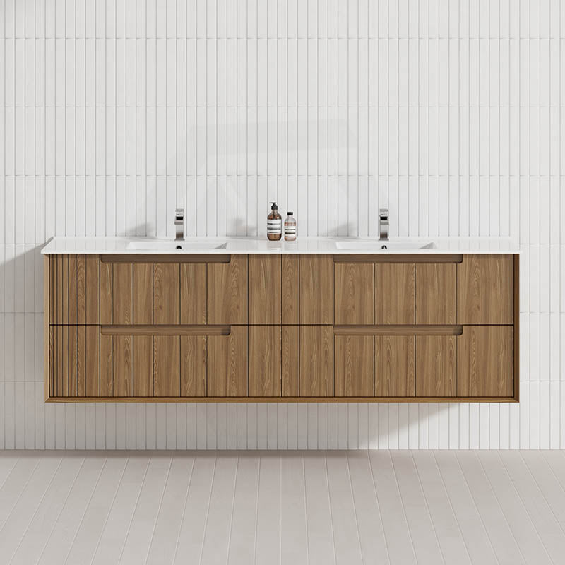Aulic Voulari 600-1800mm Harvest Oak Framed Wall Hung Plywood Vanity with Drawers