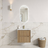 Aulic Voulari 600-1800mm Harvest Oak Framed Wall Hung Vanity Plywood Cabinet Only & Stone Top Available