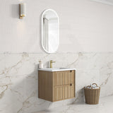 Aulic Voulari 600-1800mm Harvest Oak Framed Wall Hung Vanity Plywood Cabinet Only & Stone Top Available