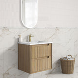 Aulic Voulari 600-1800mm Harvest Oak Framed Wall Hung Vanity Plywood Cabinet Only & Stone Top Available