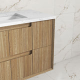 Aulic Voulari 600-1800mm Harvest Oak Framed Wall Hung Vanity Plywood Cabinet Only & Stone Top Available