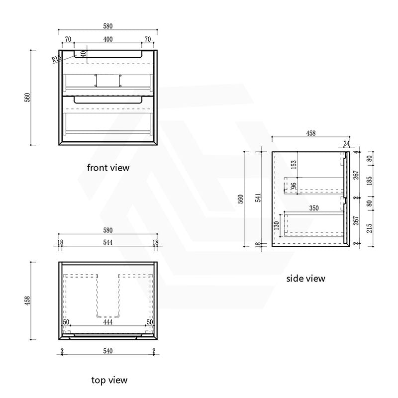 Aulic Voulari 600-1800mm Harvest Oak Framed Wall Hung Vanity Plywood Cabinet Only & Stone Top Available