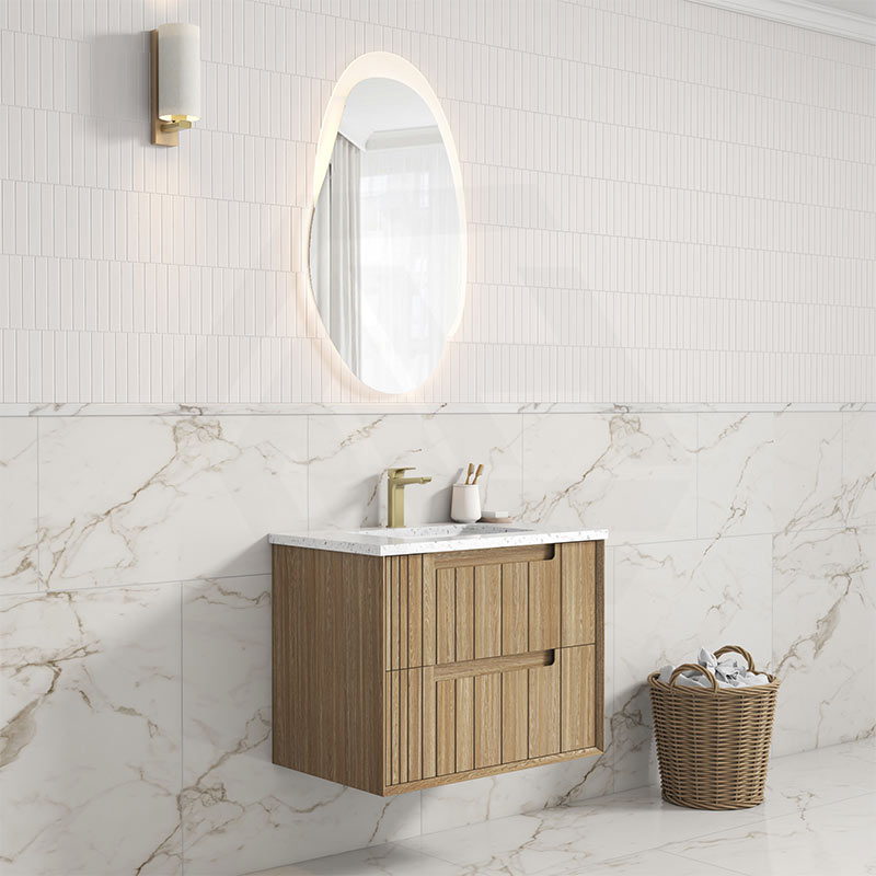 Aulic Voulari 600-1800mm Harvest Oak Framed Wall Hung Vanity Plywood Cabinet Only & Stone Top Available