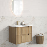 Aulic Voulari 600-1800mm Harvest Oak Framed Wall Hung Vanity Plywood Cabinet Only & Stone Top Available