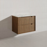 Aulic Voulari 600-1800mm Harvest Oak Framed Wall Hung Plywood Vanity with Drawers
