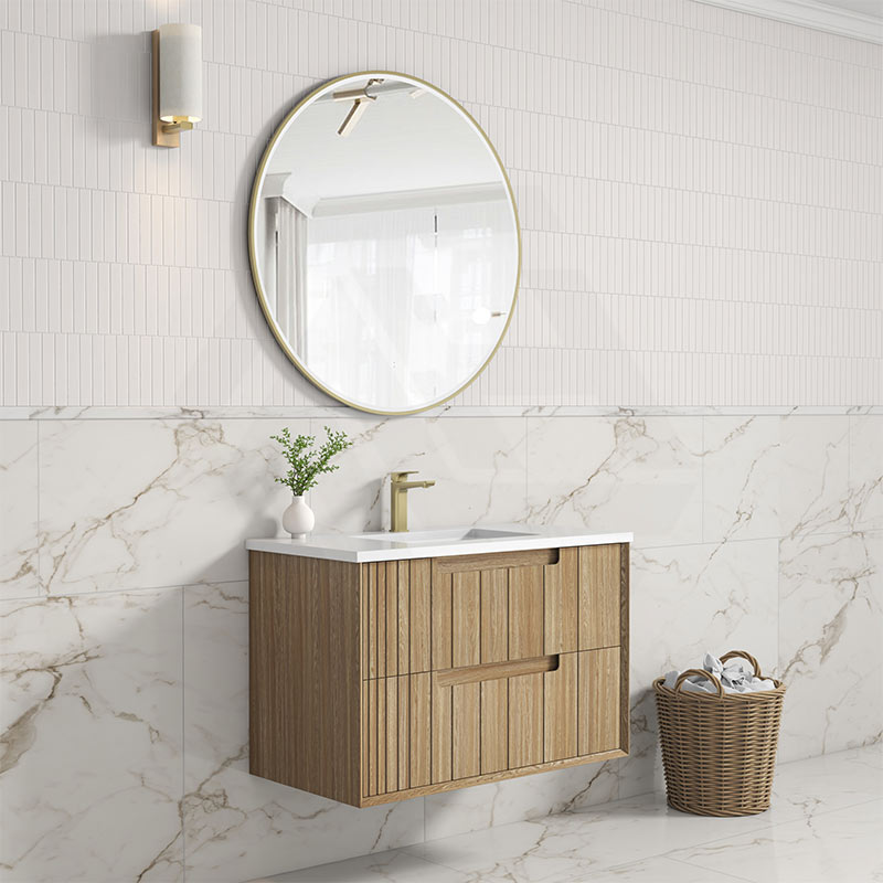 Aulic Voulari 600-1800mm Harvest Oak Framed Wall Hung Vanity Plywood Cabinet Only & Stone Top Available