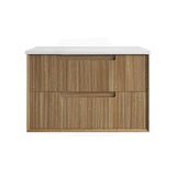 Aulic Voulari 600-1800mm Harvest Oak Framed Wall Hung Vanity Plywood Cabinet Only & Stone Top Available