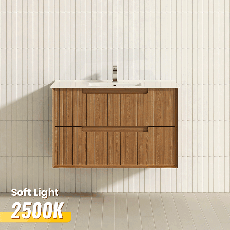 Aulic Voulari 600-1800mm Harvest Oak Framed Wall Hung Plywood Vanity with Drawers