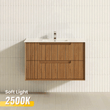 Aulic Voulari 600-1800mm Harvest Oak Framed Wall Hung Plywood Vanity with Drawers