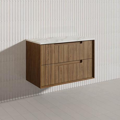 Aulic Voulari 600-1800mm Harvest Oak Framed Wall Hung Plywood Vanity with Drawers