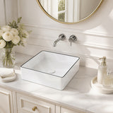 Aulic Dove Square Ceramic Above Counter Basin 365x365x110mm - Gloss White with Black Edge